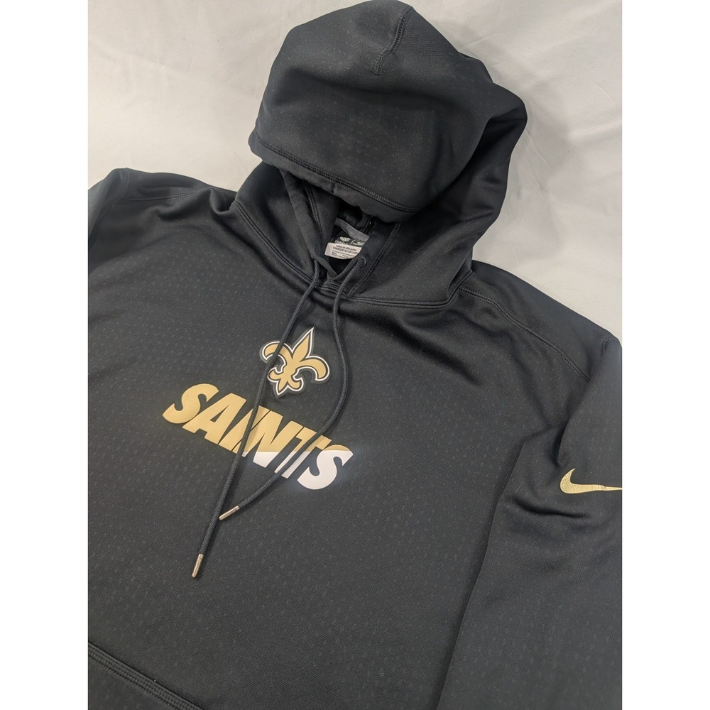 NIKE‎ NEW ORLEANS SAINTS HOODIE BLACK NFL ON FIELD THERMA-FIT PULLOVER XXL